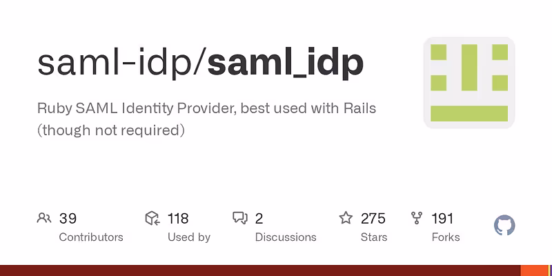 saml-idp/saml_idp: Ruby SAML Identity Provider, best used with Rails (though not required)