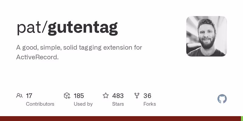 pat/gutentag: A good, simple, solid tagging extension for ActiveRecord.