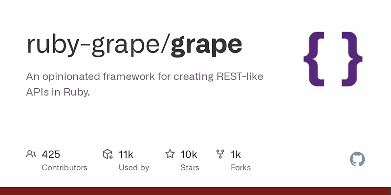 ruby-grape/grape: An opinionated framework for creating REST-like APIs in Ruby.