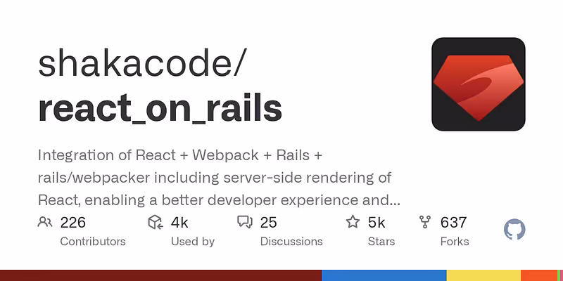shakacode/react_on_rails: Integration of React + Webpack + Rails + rails/webpacker including server-side rendering of React, enabling a better developer experience and faster client performance.