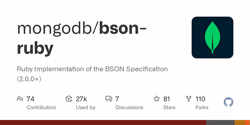 mongodb/bson-ruby: Ruby Implementation of the BSON Specification (2.0.0+)