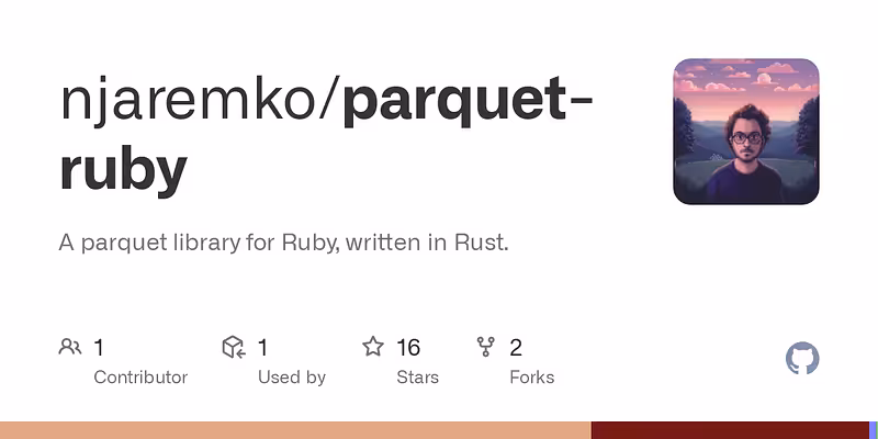 njaremko/parquet-ruby: A parquet library for Ruby, written in Rust.