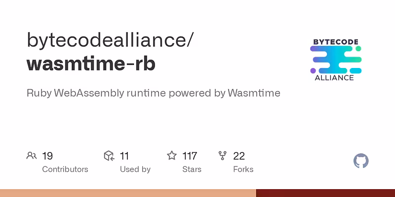 bytecodealliance/wasmtime-rb: Ruby WebAssembly runtime powered by Wasmtime