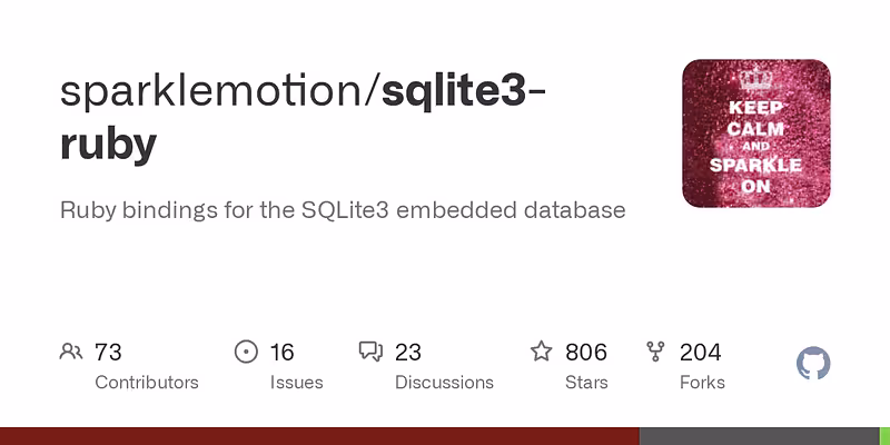 sparklemotion/sqlite3-ruby: Ruby bindings for the SQLite3 embedded database