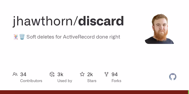 jhawthorn/discard: 🃏🗑 Soft deletes for ActiveRecord done right