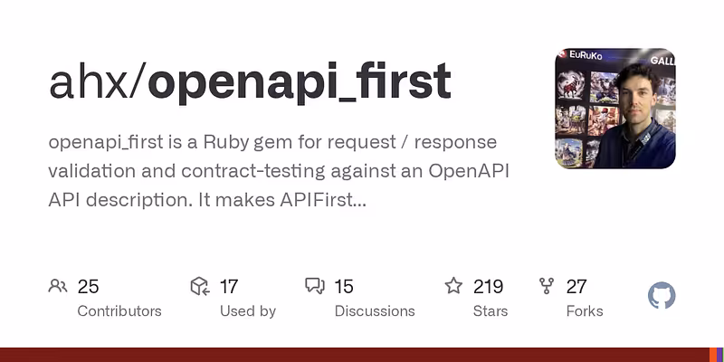 ahx/openapi_first: openapi_first is a Ruby gem for request / response validation and contract-testing against an OpenAPI API description. It makes APIFirst easy and reliable.