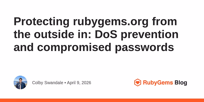 Protecting rubygems.org from the outside in: DoS prevention and compromised passwords - RubyGems Blog