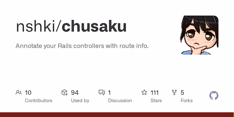 nshki/chusaku: Annotate your Rails controllers with route info.