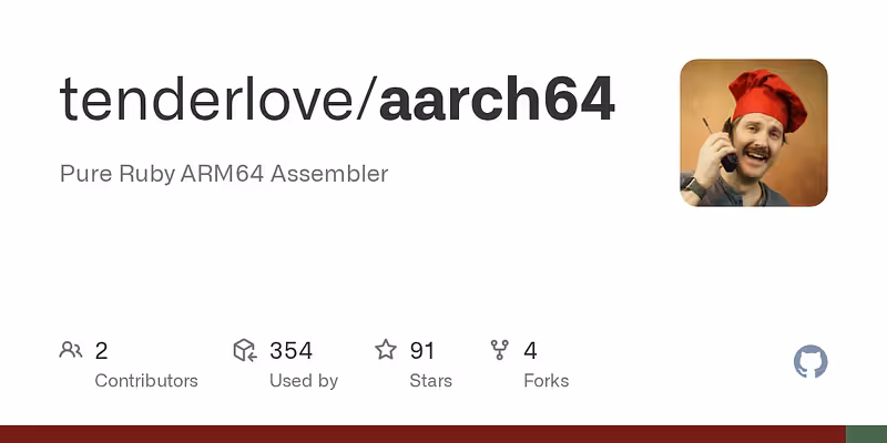 tenderlove/aarch64: Pure Ruby ARM64 Assembler