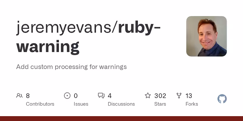 jeremyevans/ruby-warning: Add custom processing for warnings